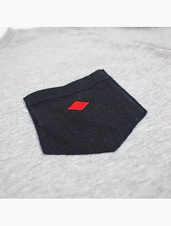 Lee Cooper - Camiseta hombre gris manga corta con bolsillo contrastado