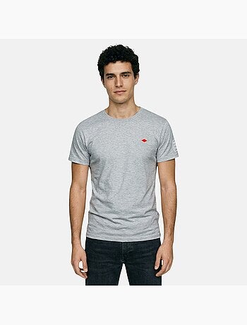 Lee Cooper - Camiseta hombre gris manga corta cuello redondo