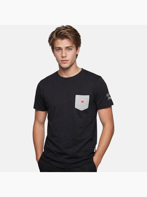 Lee Cooper - Camiseta hombre negro manga corta con bolsillo contrastado - Kiabi