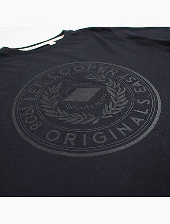 Lee Cooper - Camiseta hombre negro manga corta con logo embossado