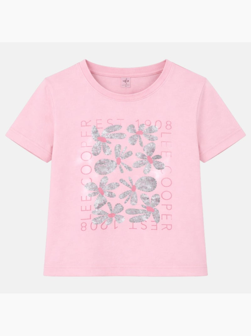 Lee Cooper - Camiseta niña manga corta Rosa claro - Kiabi