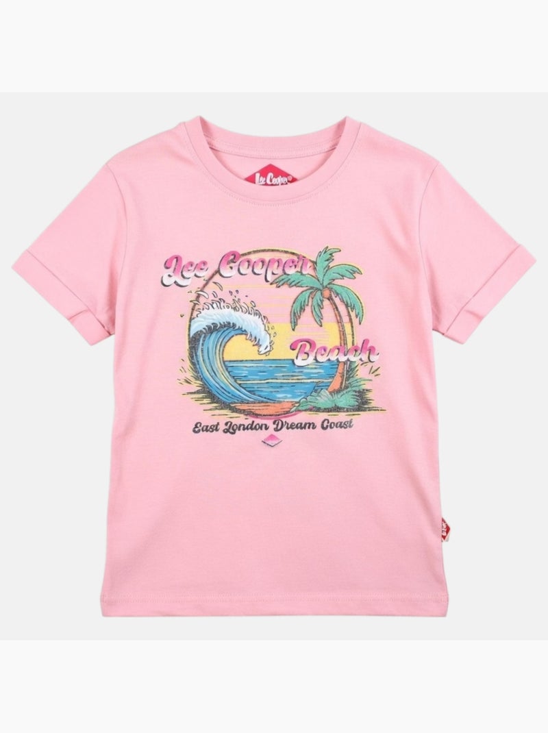 Lee Cooper - Camiseta niña manga corta Rosa claro - Kiabi