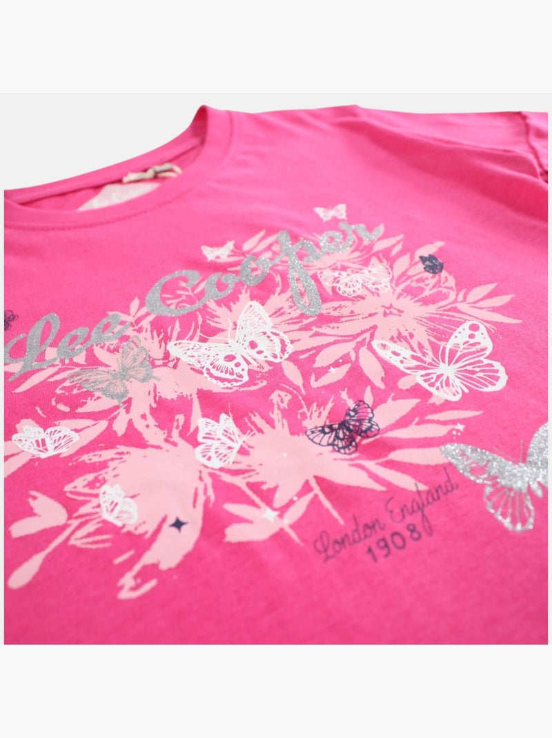 Lee Cooper - Camiseta niña manga corta Rosa fucsia - Kiabi