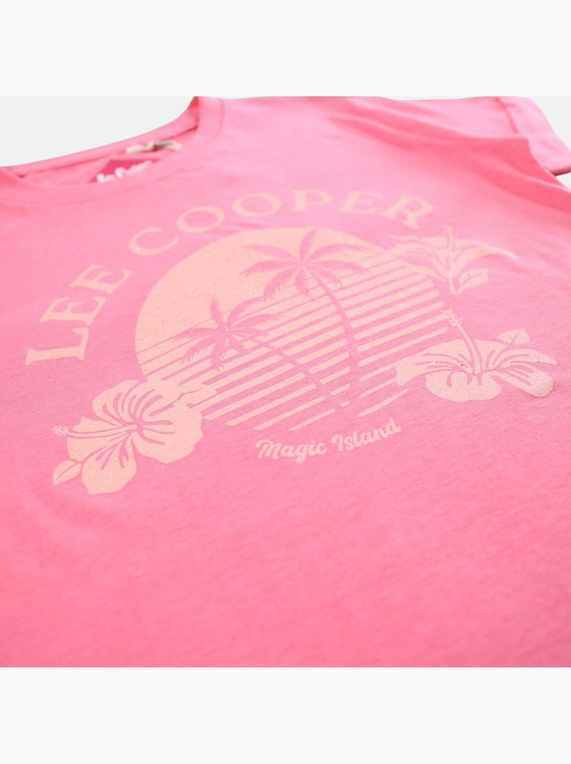 Lee Cooper - Camiseta niña manga corta Rosa fucsia - Kiabi