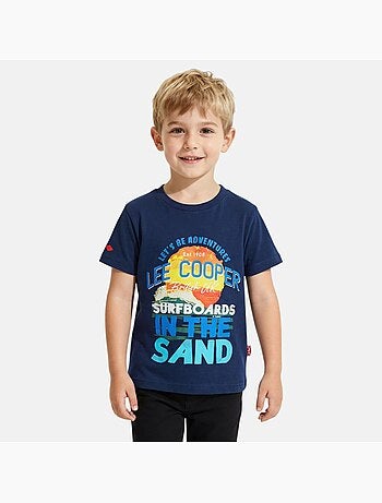 Lee Cooper - Camiseta niño de manga corta con diseño inspirado en el mundo del surf y el verano