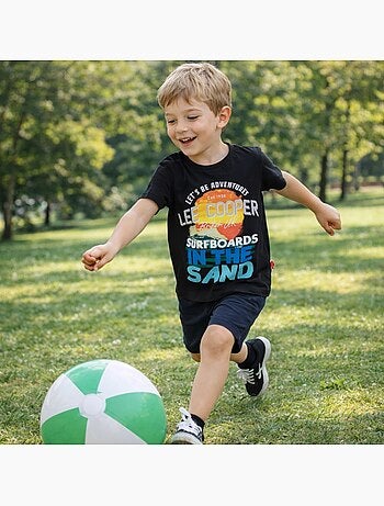 Lee Cooper - Camiseta niño de manga corta con diseño inspirado en el mundo del surf y el verano