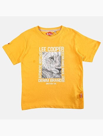 Lee Cooper - Camiseta niño de manga corta con estampado denim brand