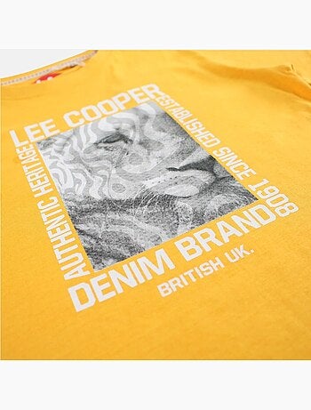 Lee Cooper - Camiseta niño de manga corta con estampado denim brand