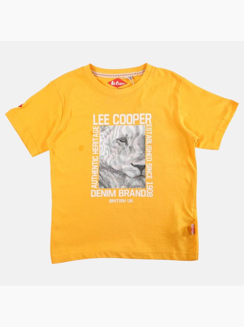 Lee Cooper - Camiseta niño de manga corta con estampado denim brand Amarillo - Kiabi