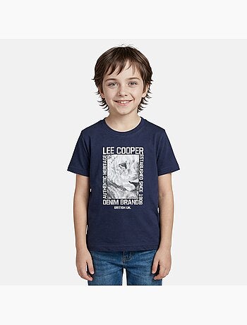 Lee Cooper - Camiseta niño de manga corta con estampado denim brand