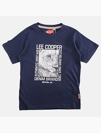 Lee Cooper - Camiseta niño de manga corta con estampado denim brand