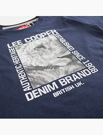Lee Cooper - Camiseta niño de manga corta con estampado denim brand