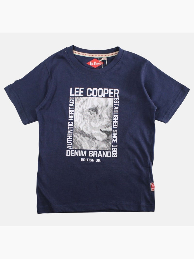Lee Cooper - Camiseta niño de manga corta con estampado denim brand Azul marino - Kiabi