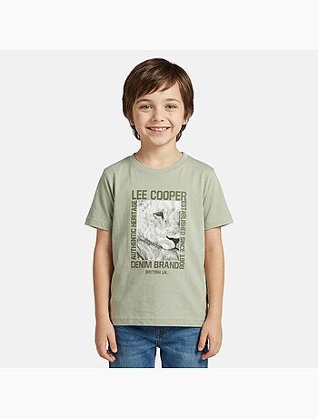 Lee Cooper - Camiseta niño de manga corta con estampado denim brand