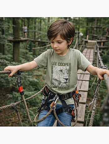 Lee Cooper - Camiseta niño de manga corta con estampado denim brand
