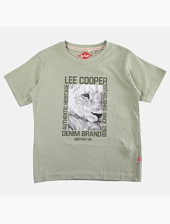 Lee Cooper - Camiseta niño de manga corta con estampado denim brand