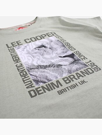 Lee Cooper - Camiseta niño de manga corta con estampado denim brand