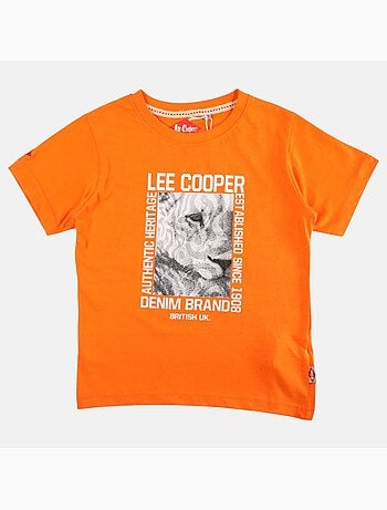 Lee Cooper - Camiseta niño de manga corta con estampado denim brand