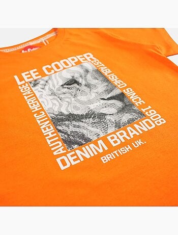 Lee Cooper - Camiseta niño de manga corta con estampado denim brand