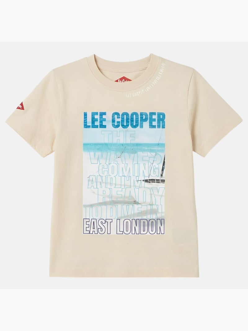 Lee Cooper - Camiseta niño de manga corta con estampado East London Beige - Kiabi