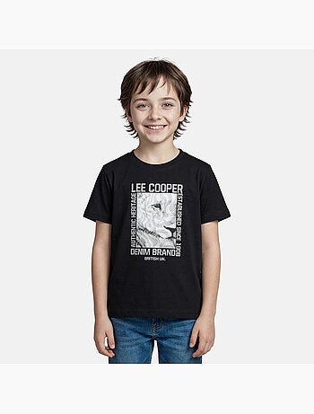 Lee Cooper - Camiseta niño de manga corta con estampado denim brand