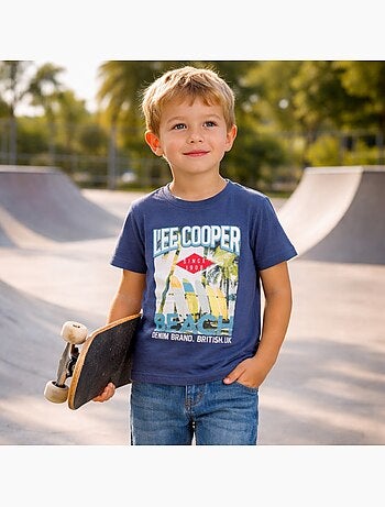 Lee Cooper - Camiseta niño de manga corta con estampado playa