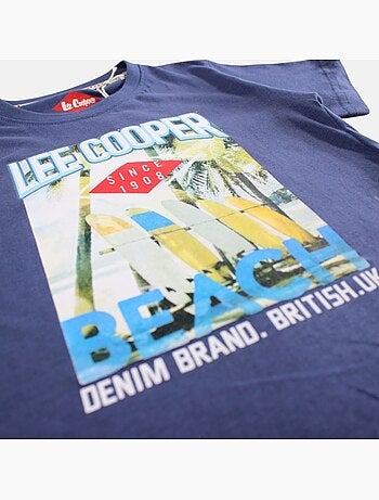 Lee Cooper - Camiseta niño de manga corta con estampado playa