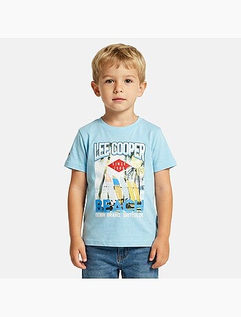 Lee Cooper - Camiseta niño de manga corta con estampado playa