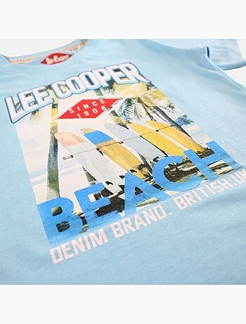 Lee Cooper - Camiseta niño de manga corta con estampado playa