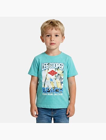 Lee Cooper - Camiseta niño de manga corta con estampado playa