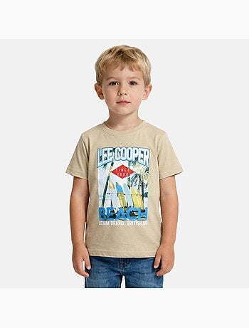 Lee Cooper - Camiseta niño de manga corta con estampado playa