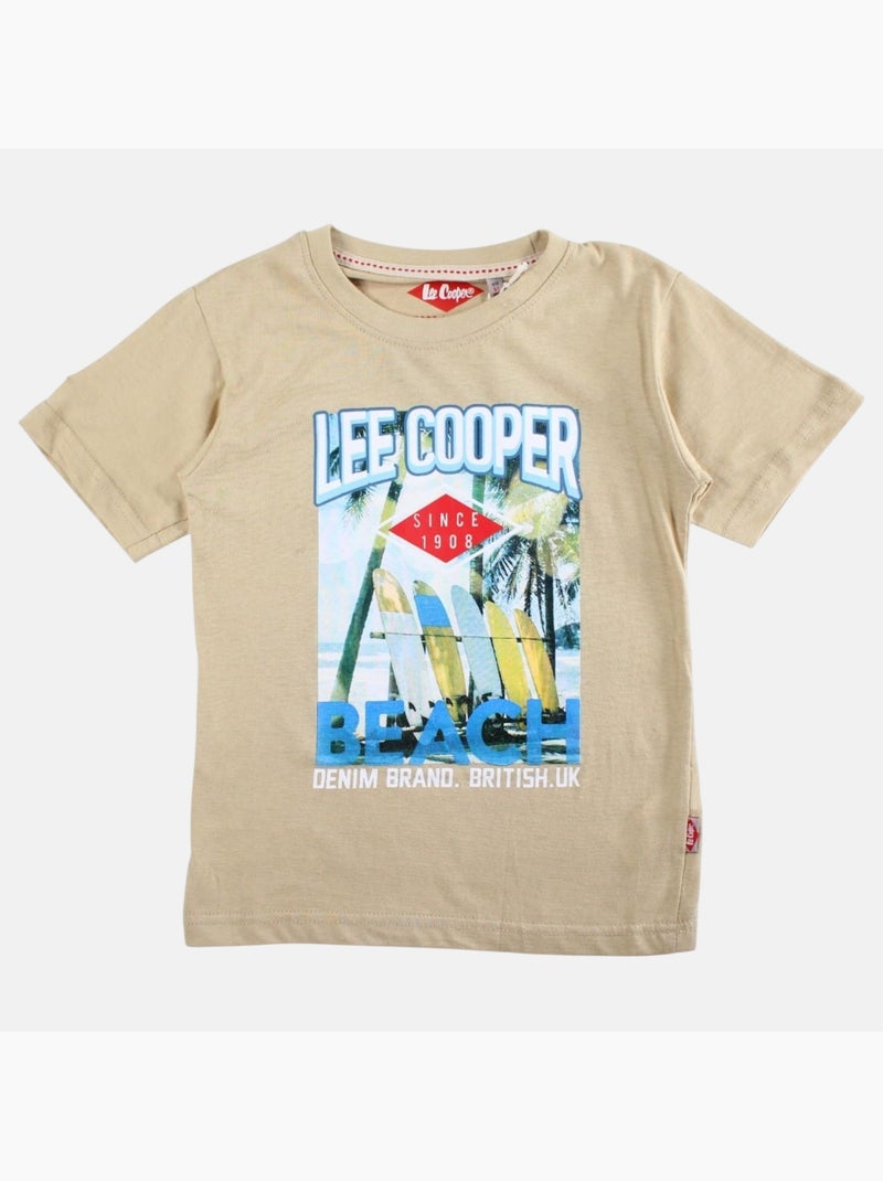 Lee Cooper - Camiseta niño de manga corta con estampado playa Beige - Kiabi