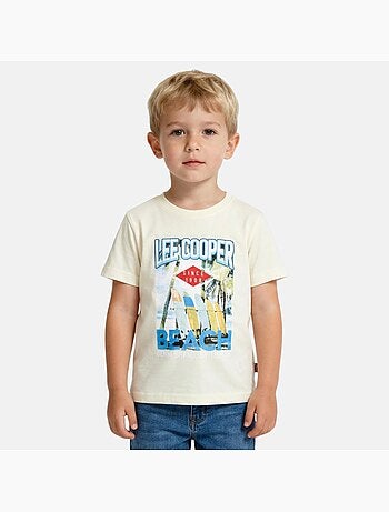 Lee Cooper - Camiseta niño de manga corta con estampado playa