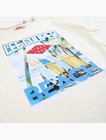 Lee Cooper - Camiseta niño de manga corta con estampado playa