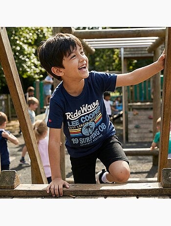 Lee Cooper - Camiseta niño de manga corta con estilo inspirado en el surf