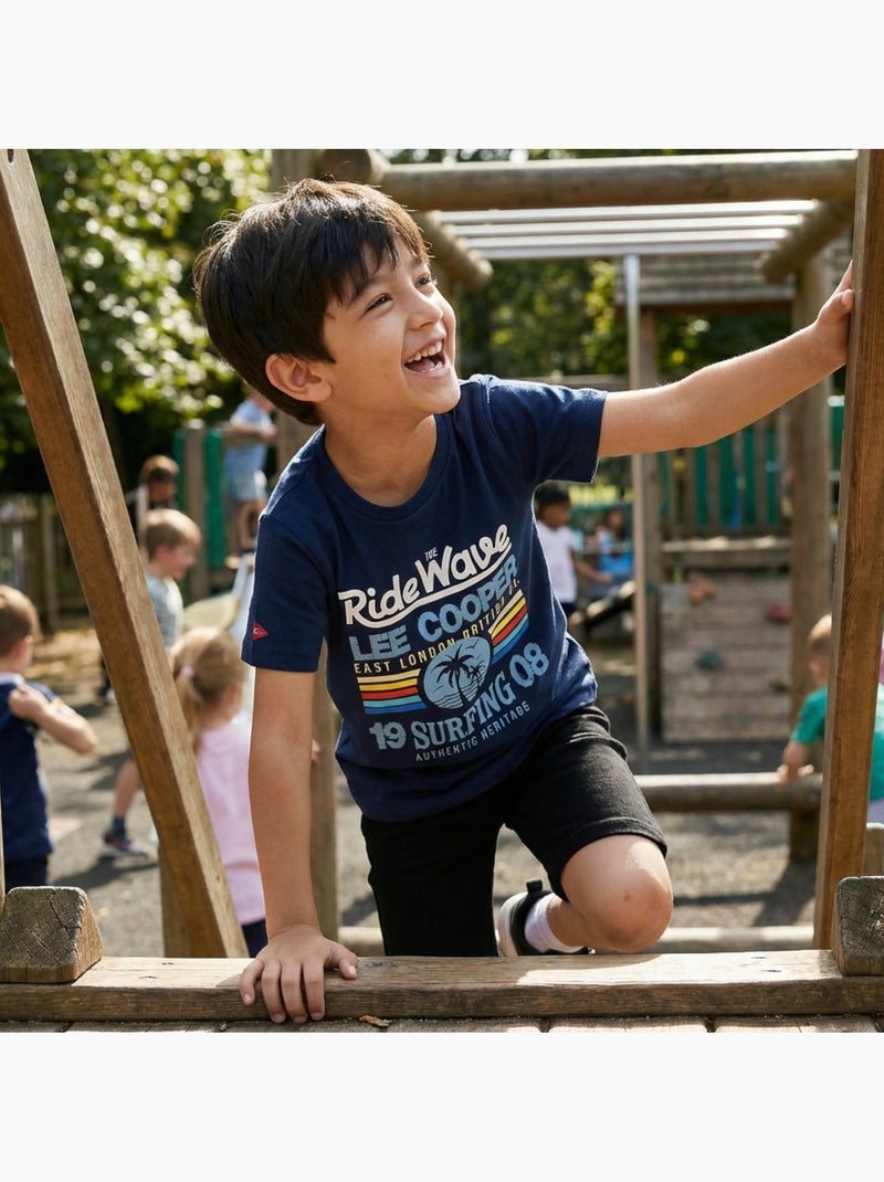 Lee Cooper - Camiseta niño de manga corta con estilo inspirado en el surf Azul marino - Kiabi