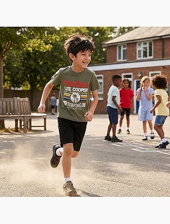 Lee Cooper - Camiseta niño de manga corta con estilo inspirado en el surf
