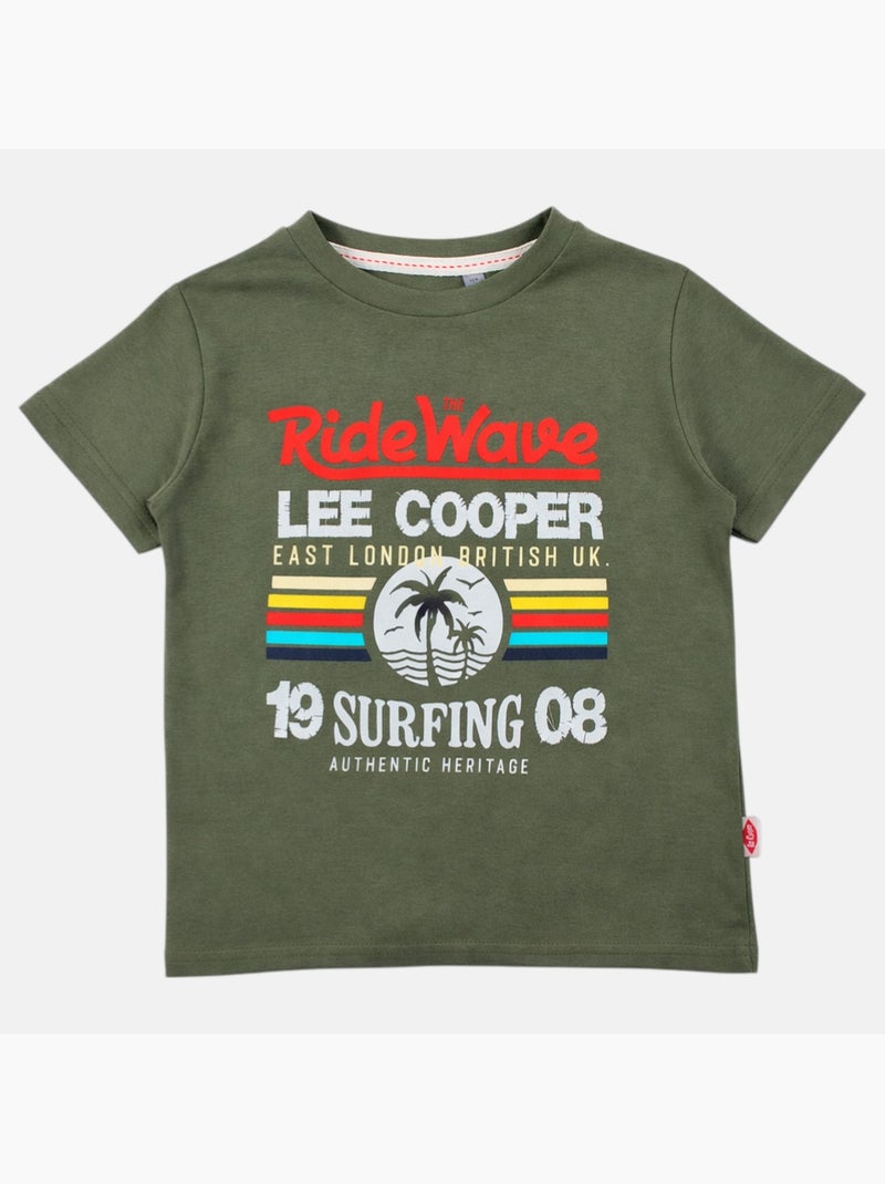 Lee Cooper - Camiseta niño de manga corta con estilo inspirado en el surf Caqui - Kiabi