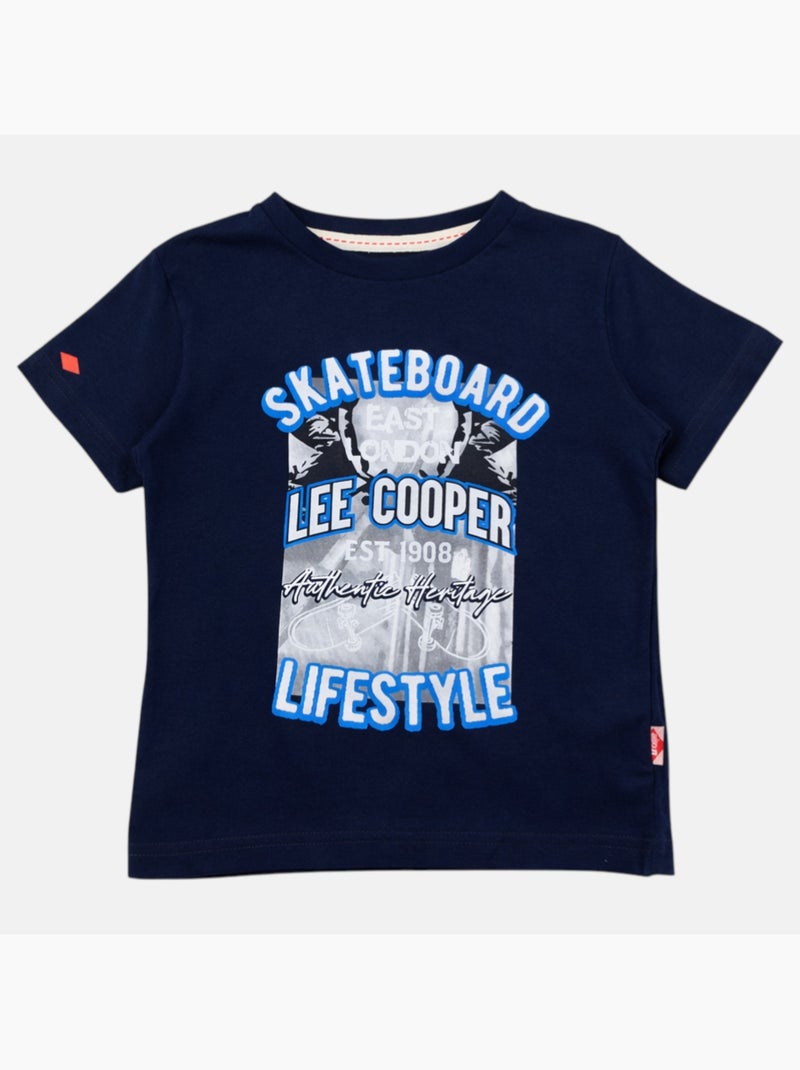 Lee Cooper - Camiseta niño de manga corta con estilo urbano inspirado en el mundo del skateboard Azul marino - Kiabi