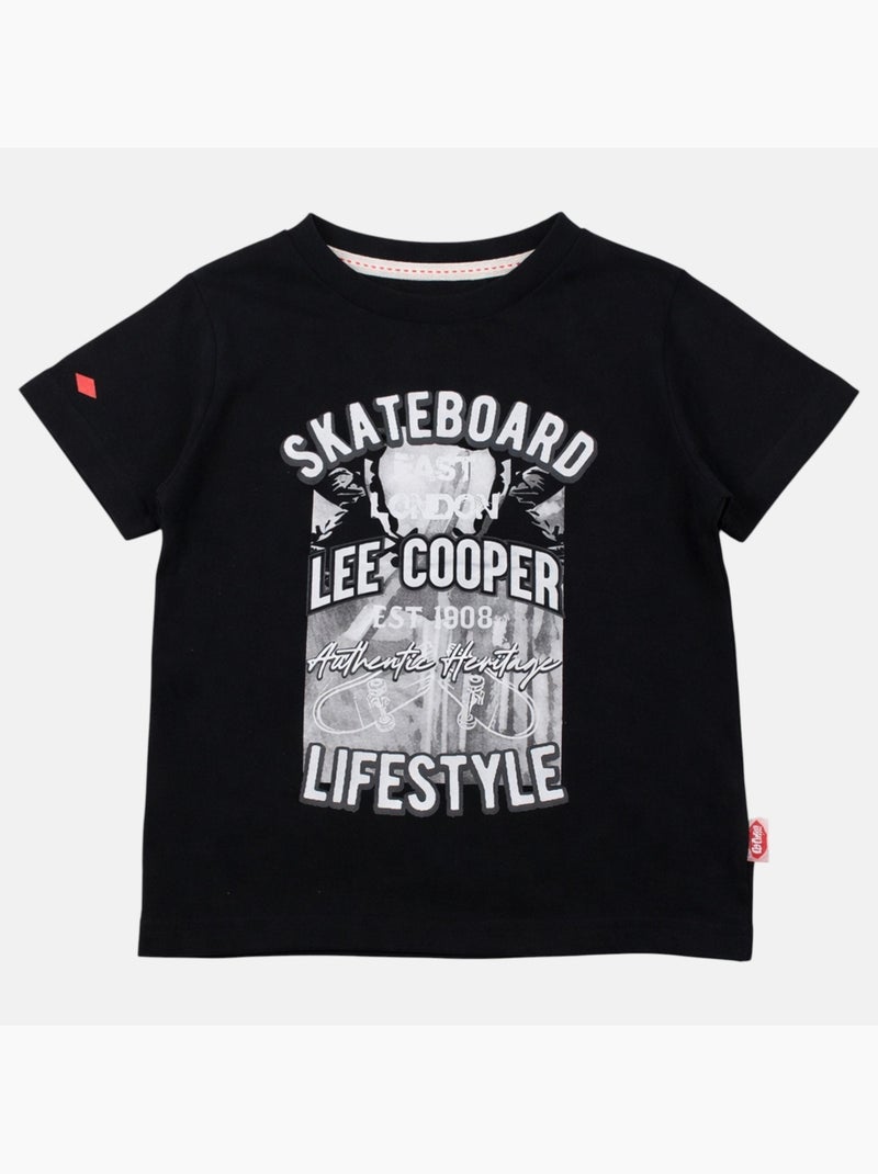Lee Cooper - Camiseta niño de manga corta con estilo urbano inspirado en el mundo del skateboard Negro - Kiabi
