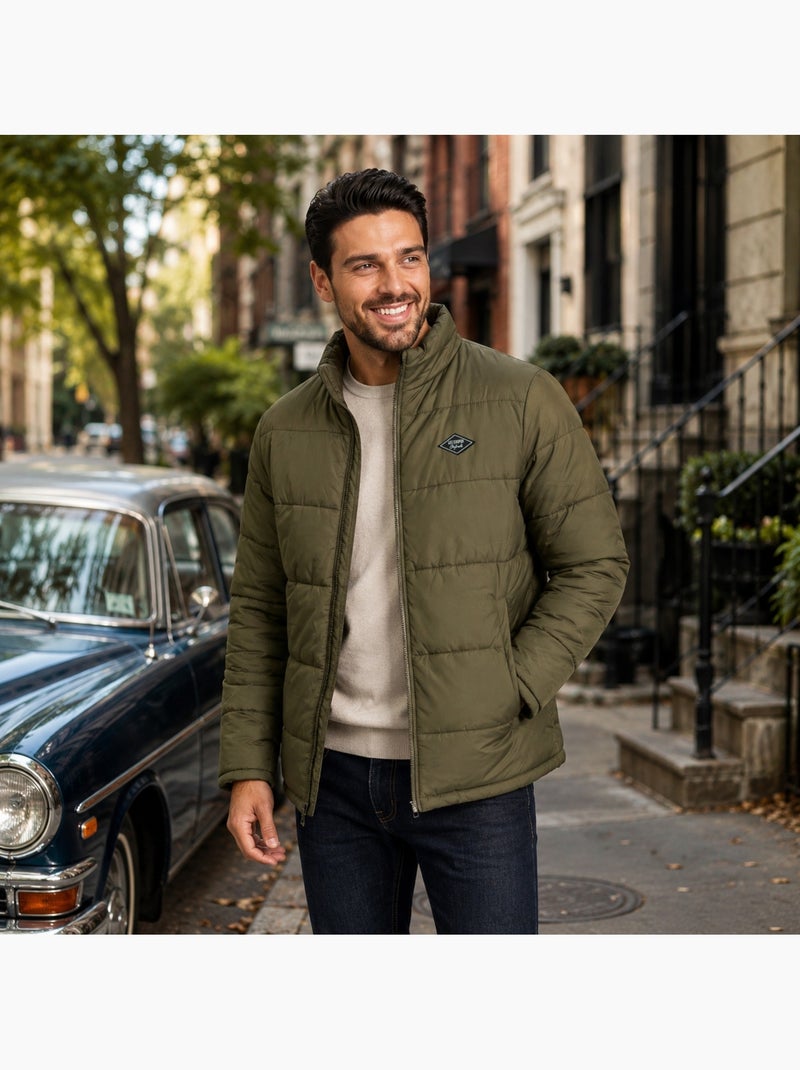 Lee cooper - chaqueta acolchada de hombre  cuello alto Caqui - Kiabi