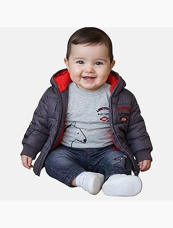 Lee Cooper - Conjunto bebé compuesto por chaqueta acolchada camiseta de manga larga y jeans
