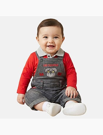 Lee Cooper - Conjunto bebé compuesto por chaqueta acolchada camiseta de manga larga y jeans