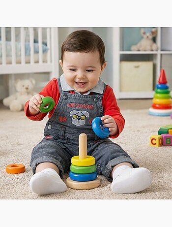 Lee Cooper - Conjunto bebé compuesto por chaqueta acolchada camiseta de manga larga y jeans