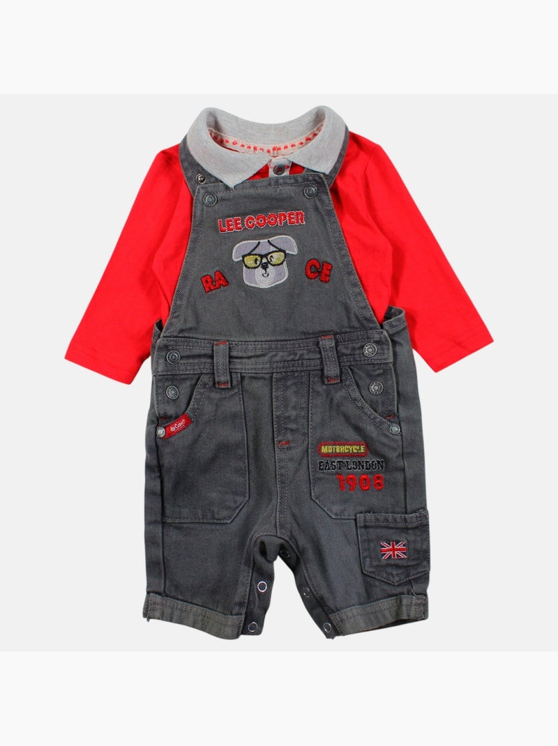 Lee Cooper - Conjunto bebé compuesto por chaqueta acolchada camiseta de manga larga y jeans Gris - Kiabi