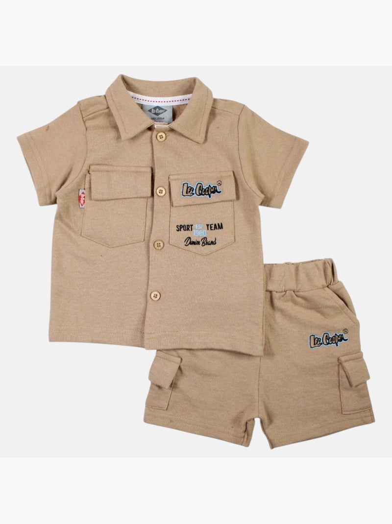 Lee Cooper - Conjunto camisa y short bebé niño Beige - Kiabi