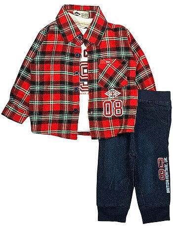 Lee Cooper - Conjunto camiseta con camisa y pantalón bebé