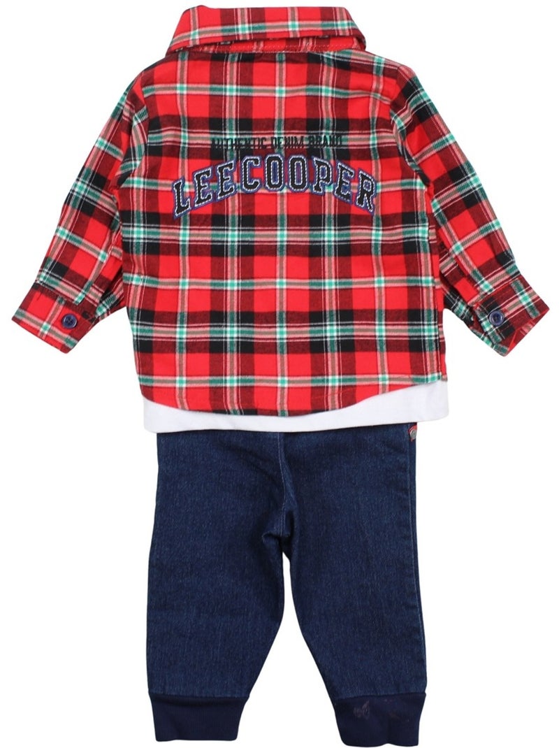 Lee Cooper - Conjunto camiseta con camisa y pantalón bebé Rojo - Kiabi