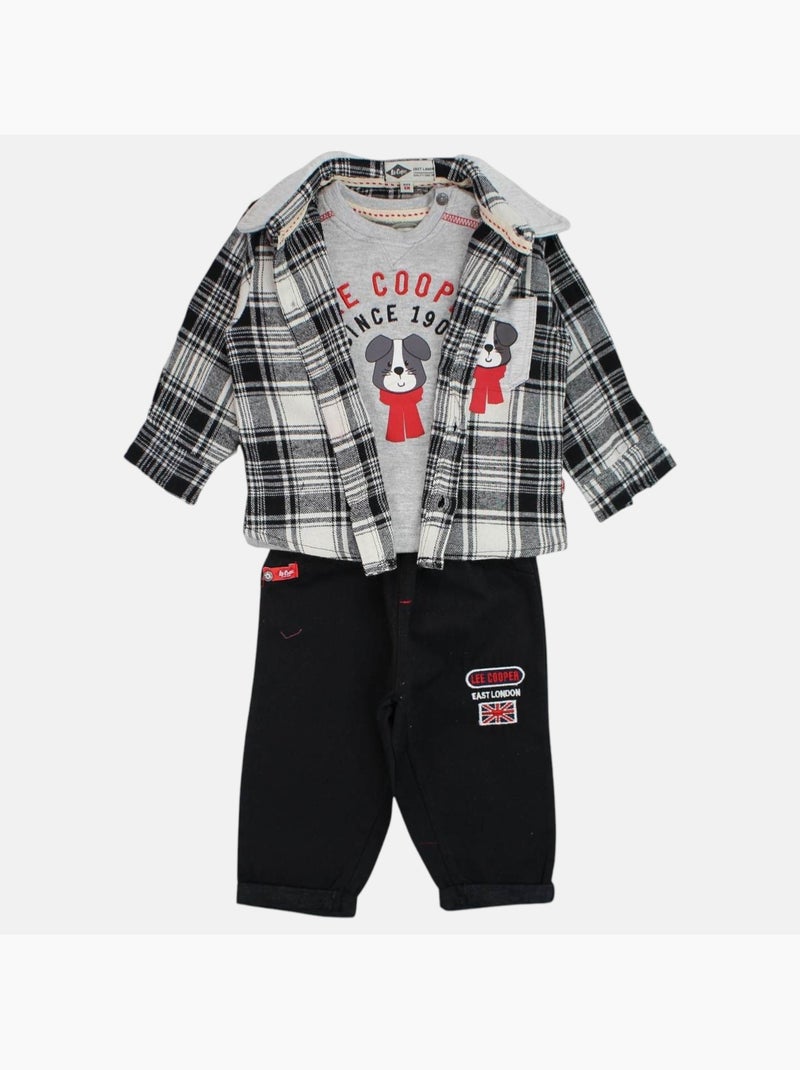 Lee Cooper - Conjunto camiseta de manga larga con chaqueta y pantalón bebé Gris - Kiabi