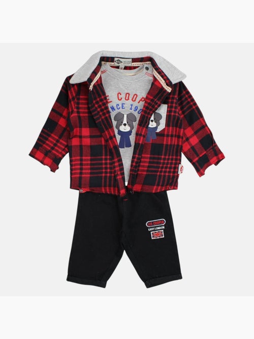 Lee Cooper - Conjunto camiseta de manga larga con chaqueta y pantalón bebé - Kiabi Lee Cooper - Conjunto camiseta de manga larga con chaqueta y pantalón bebé - Kiabi